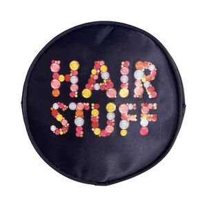 Packed Party Hair Stuff Navy Blue 8” Round Nylon Zippered Pouch Cosmetic Bag